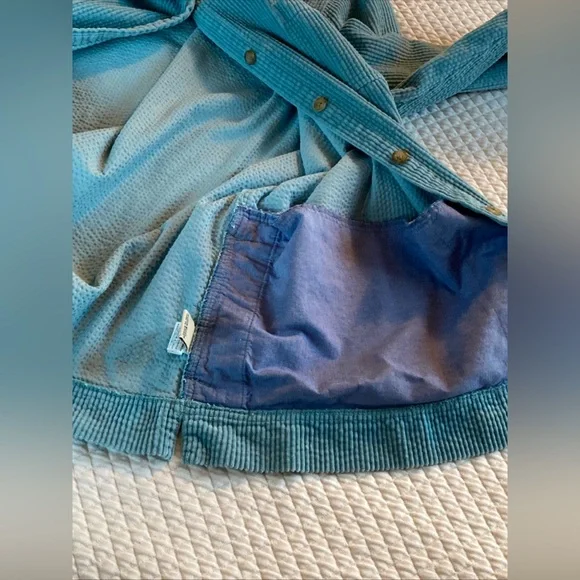 Vtg LL Bean Shirt Jacket Womens Sz 3XTeal Blue Corduroy Wide Wale Shacket Button - Picture 10 of 14